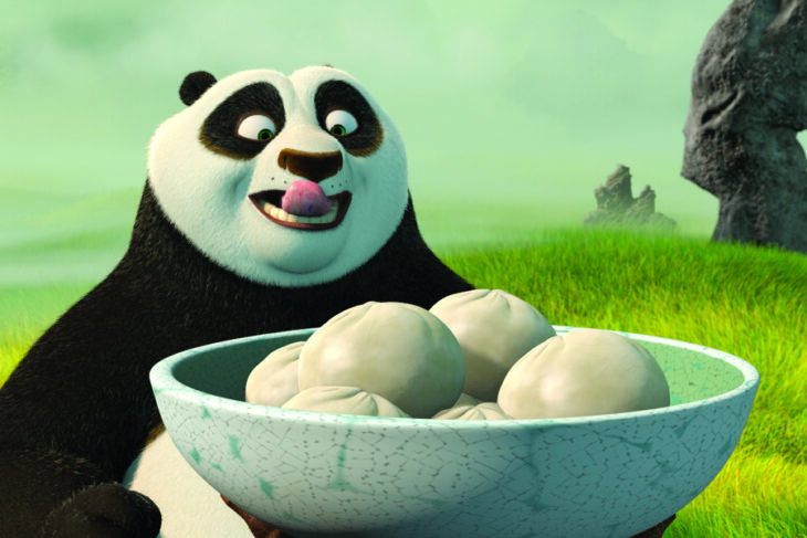 Escena de la película 'Kung Fu Panda' en donde Po está por comer Dumplings