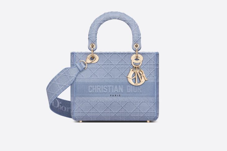 Bolsa Ladi D en color azul hecha por Dior 