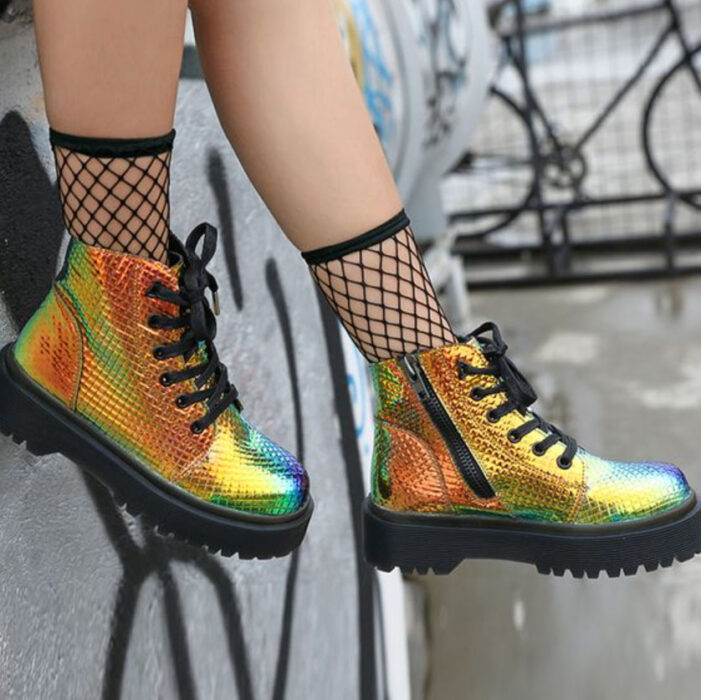 Chunky boots de color amarillo tornasol