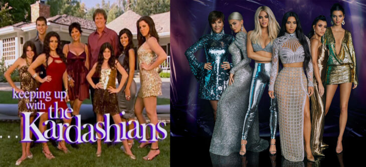 Familia Kardashian en el primer capitulo vs en la temporada 18 del show 