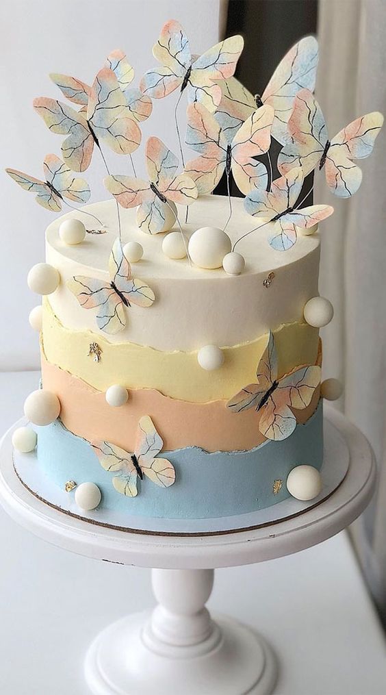 20 Hermosas ideas para decorar tus pasteles con mariposas