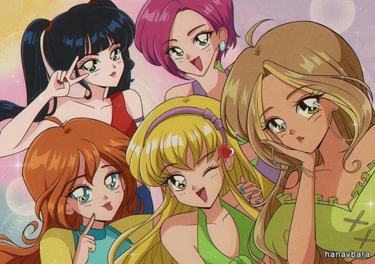 Artista hanavbara ilustra dibujos de personajes de series, películas o cantantes al estilo de Sailor Moon; Winx