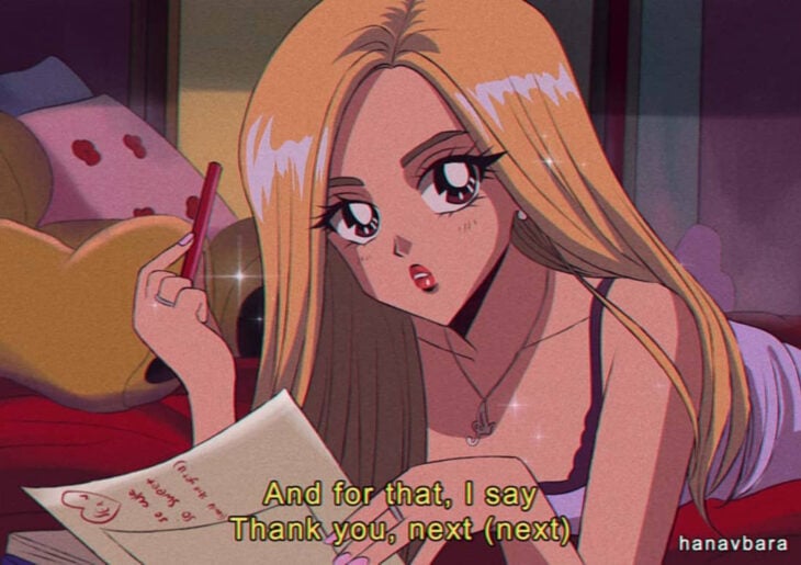 Artista hanavbara ilustra dibujos de personajes de series, películas o cantantes al estilo de Sailor Moon; Ariana Grande, Thank you, next