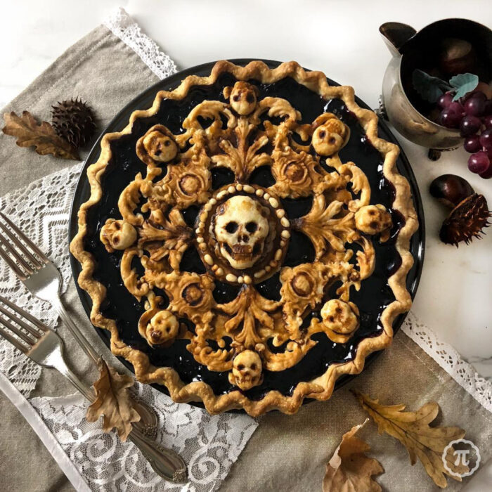 Artista repostera Jessica Clark-Bojin crea pays de Halloween; calavera con filigranas