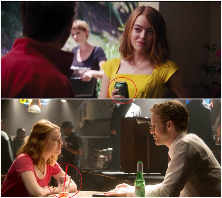 Escena de la película La La Land con Mia bebiendo soda