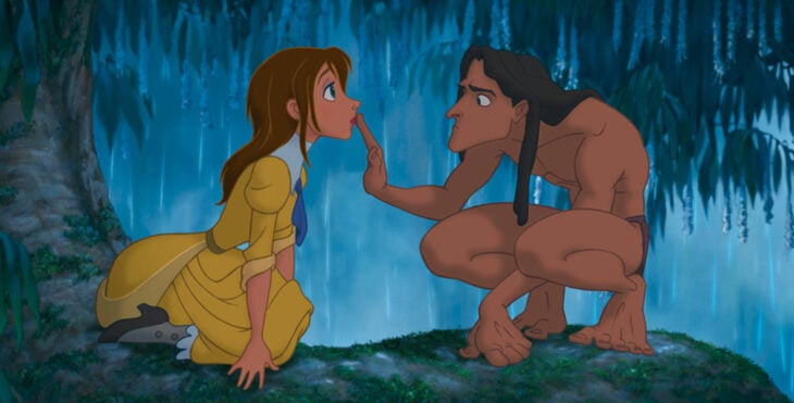 Escena de Tarzan en la que están Jane y Tarzan conociéndose 