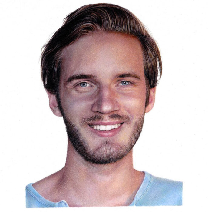 Artista Shaun Mckenzie pinta retratos realistas con lápices de colores; youtuber PewDiePie