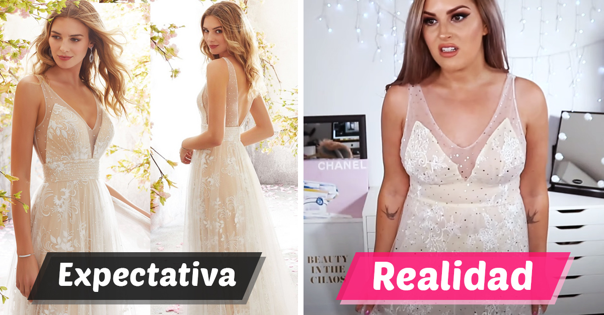 Youtuber crea expectativa vs. realidad de vestidos de novia