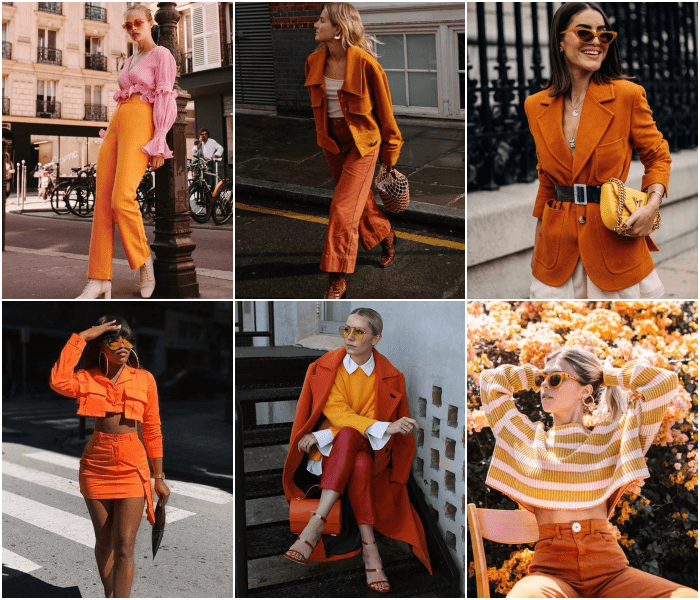 outfits diferentes de color naranja para las chicas sagitario