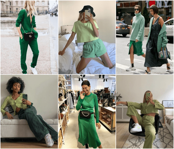 diferentes outfits de color verde para las chicas tauro