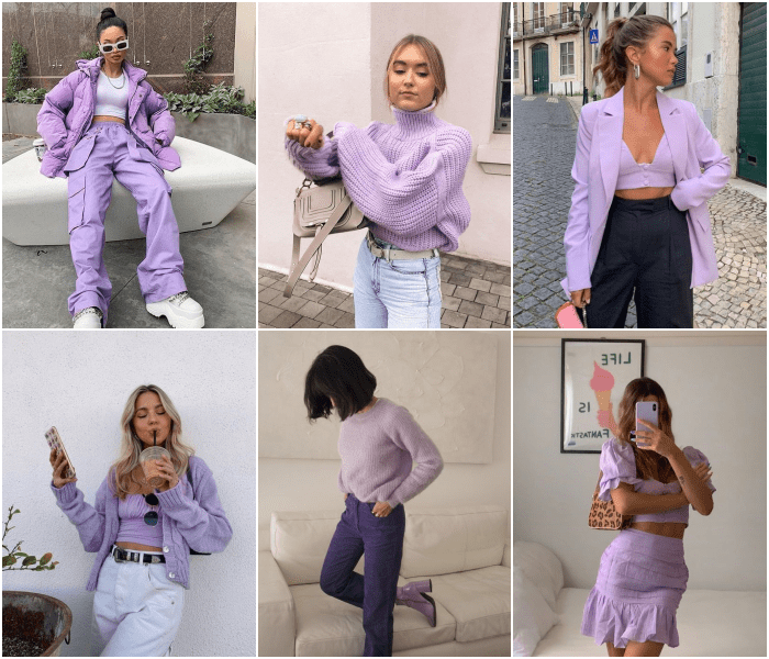 outfits diferentes en color morado para las chicas libra