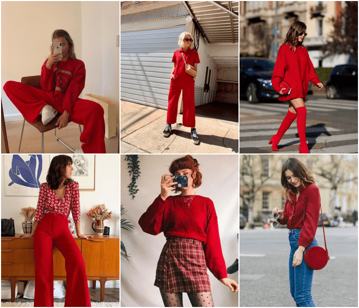 diferentes outfits de color rojo para las chicas aries