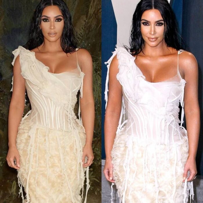 Kim Kardashian en una comparación de la realidad vs los filtros que usa en su cuenta de Instagram 