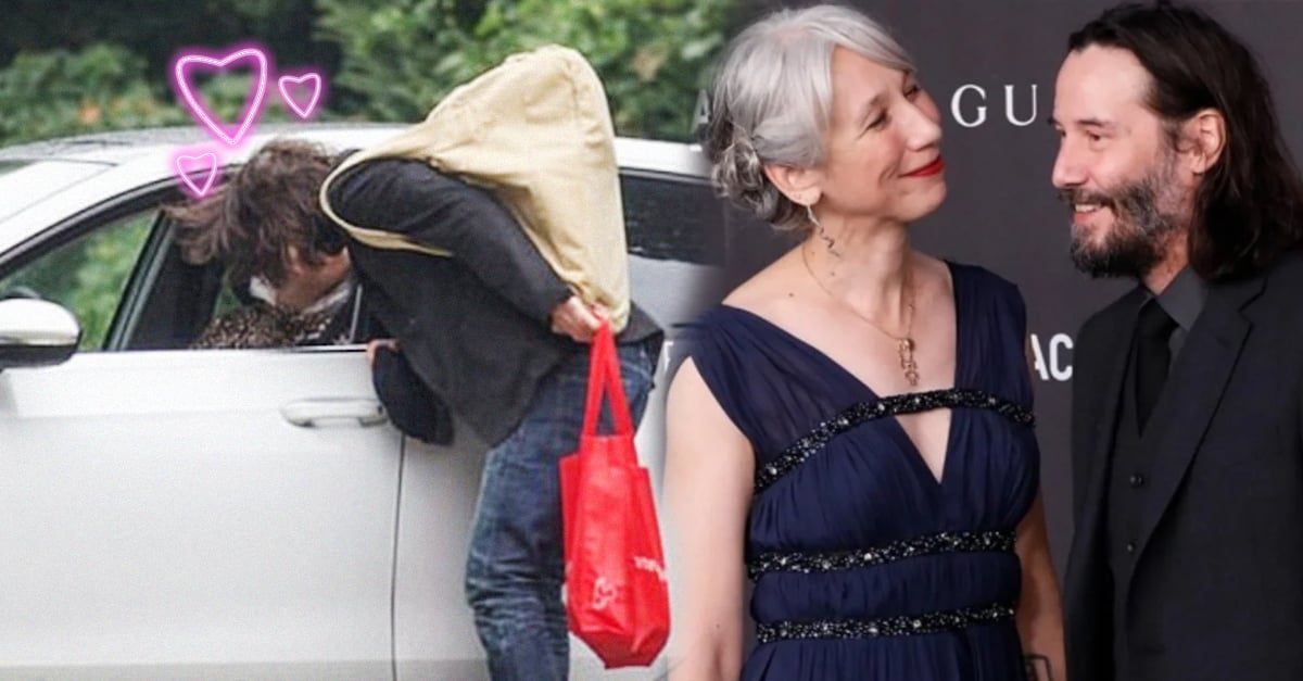 Keanu Reeves le da un beso a su novia antes de ir a trabajar