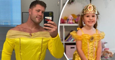 Su hija le pidió que se vistiera como Bella; él no dudó en usar un vestido