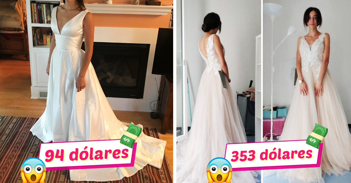 Mujeres muestran sus vestidos de novia de bajo costo