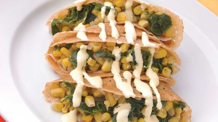 crepas rellenas de rajas con elote; recetas con crepas