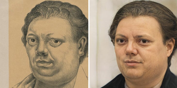 Pintura de Diego Rivera transformada en humano por medio de AI