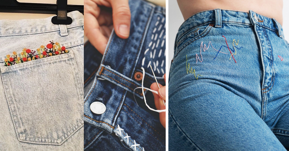 Ideas para que tus jeans luzcan bellos hermosos bordados