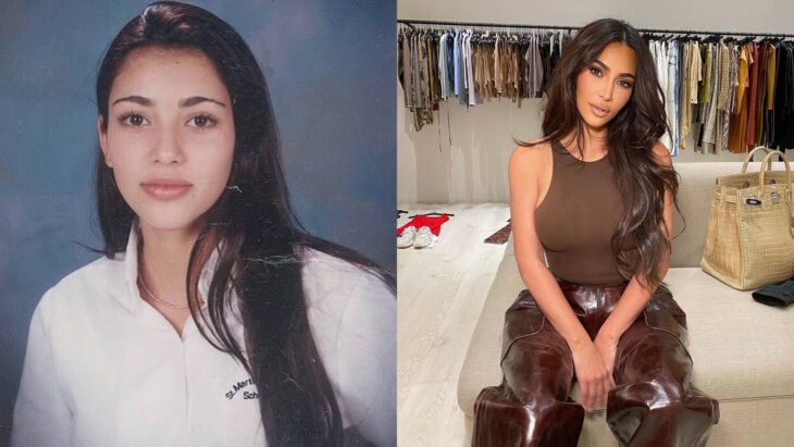 Vergleich von Kim Kardashian 1995 mit heute
