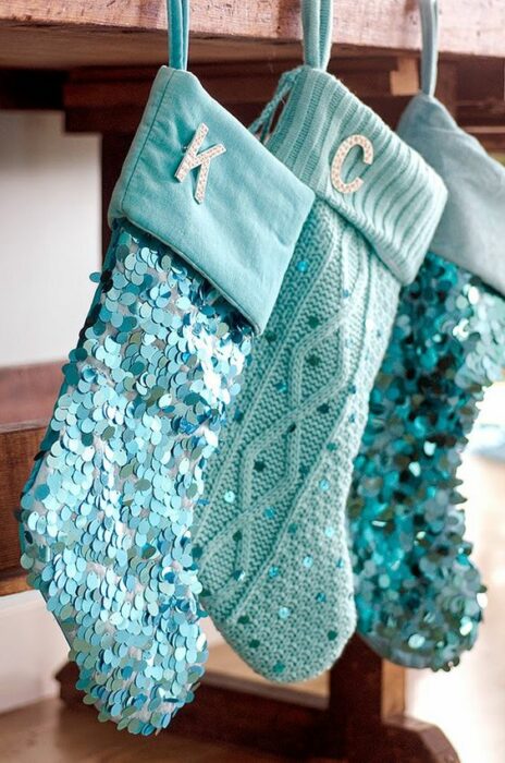 Botas navideñas azul Tiffany con lentejuelas