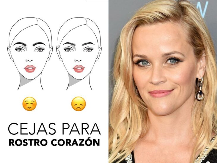 Reese Whiterspoon sonriendo y mostrando sus cejas en rostro corazón; Guía rápida para resaltar tus cejas según la forma de tu rostro