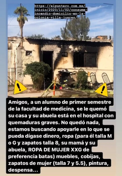 Familia en Chihuahua pierde todo en incendio de su casa y las redes sociales se unen para ayudarlo