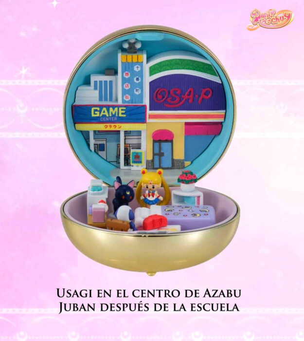 Bandai lanza juguetes de Sailor Moon al estilo Polly Pocket; Serena Tsukino con Luna en su habitación