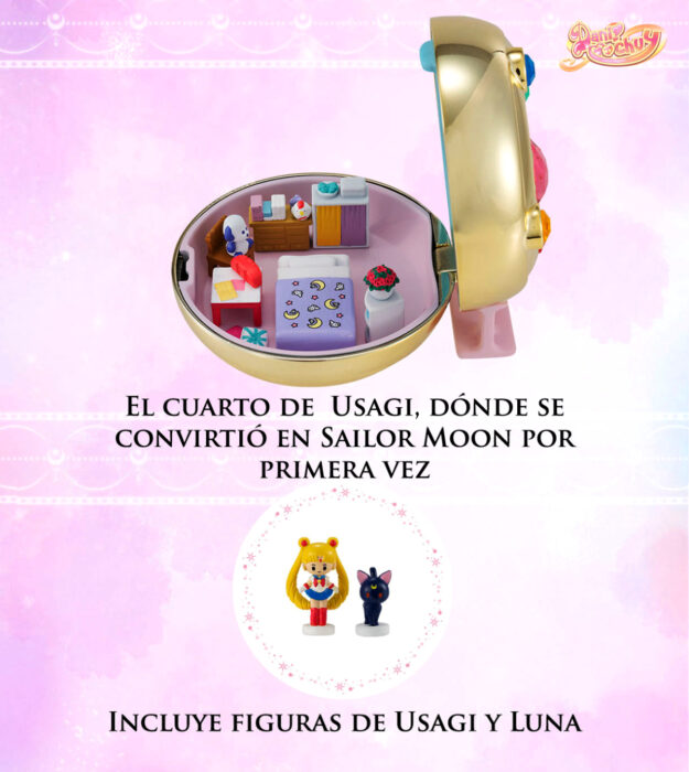 Bandai lanza juguetes de Sailor Moon al estilo Polly Pocket; Serena Tsukino con Luna en su habitación