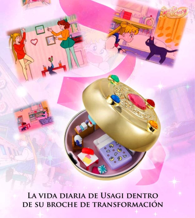Bandai lanza juguetes de Sailor Moon al estilo Polly Pocket; Serena Tsukino con luna en su habitación dentro de su broche de transformación