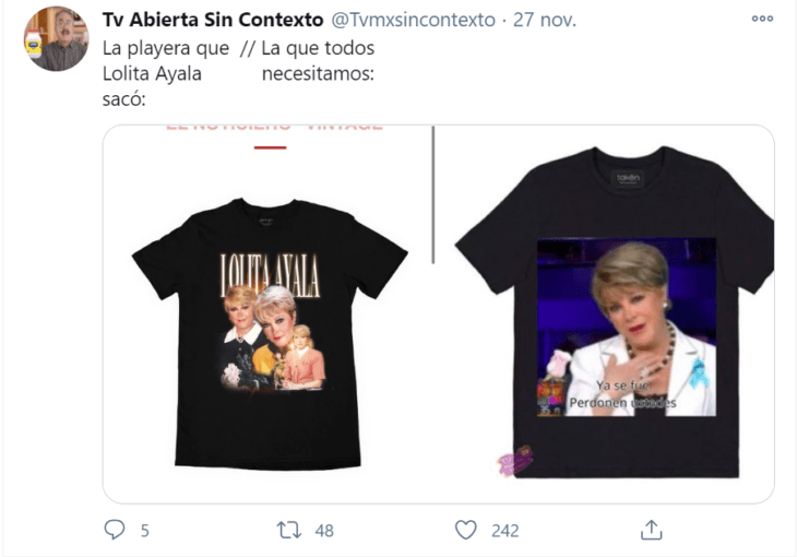 Tuits playeras de lolita ayala