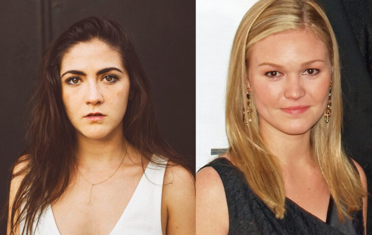 Actriz Isabelle Fuhrman posando para una fotografía y Julia Stiles sonriendo para una foto durante una alfombra roja 