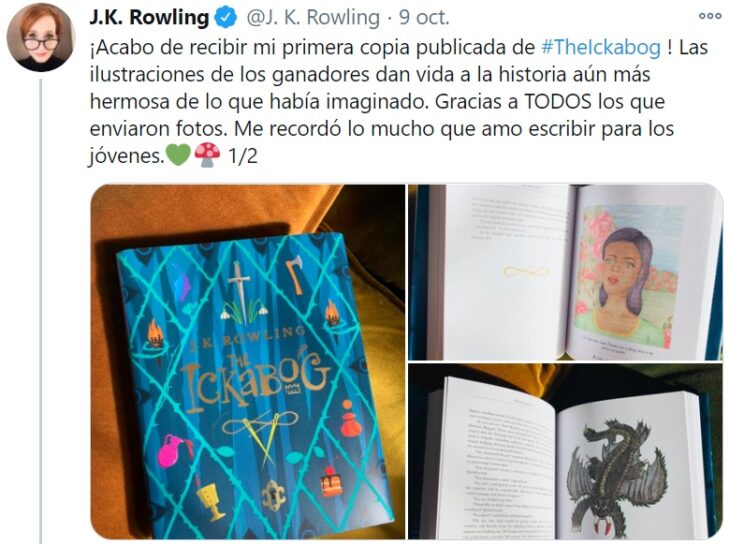 Tweet de J.K. Rowling en el que habla acerca de su nuevo libro 'El Ickabog'