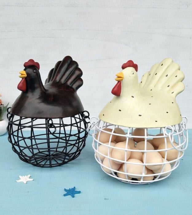 Utensilios bonitos y kawaii de cocina; canasta para huevos en forma de gallinas