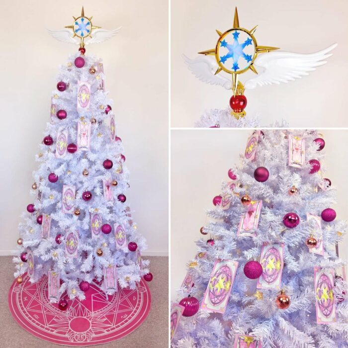 arbolito de Navidad decorado e inspirado en Sakura Card Captors ; arbolitos navideños inspirados en series, películas y animes japoneses