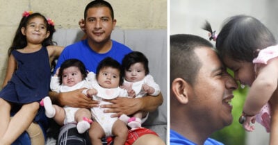 Su esposa murió después del parto, ahora él se hace cargo de sus trillizas
