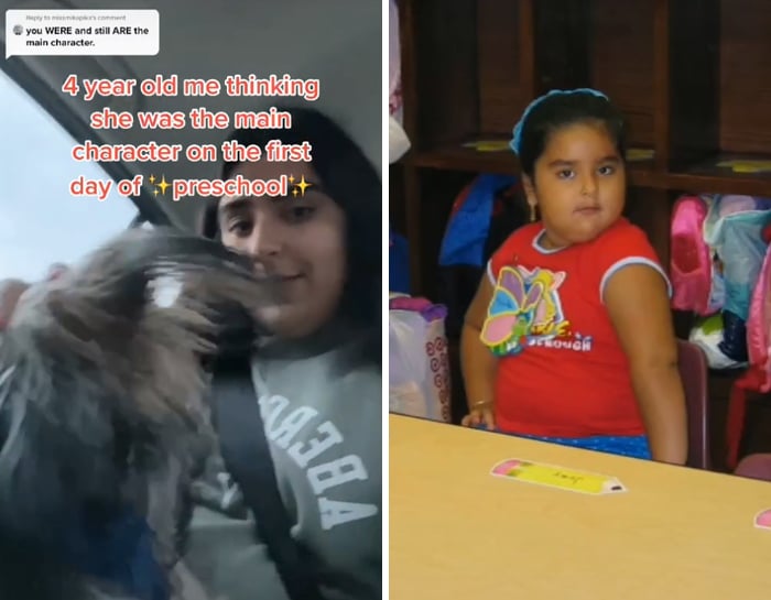 Chicas mostrando el antes y después de su infancia 