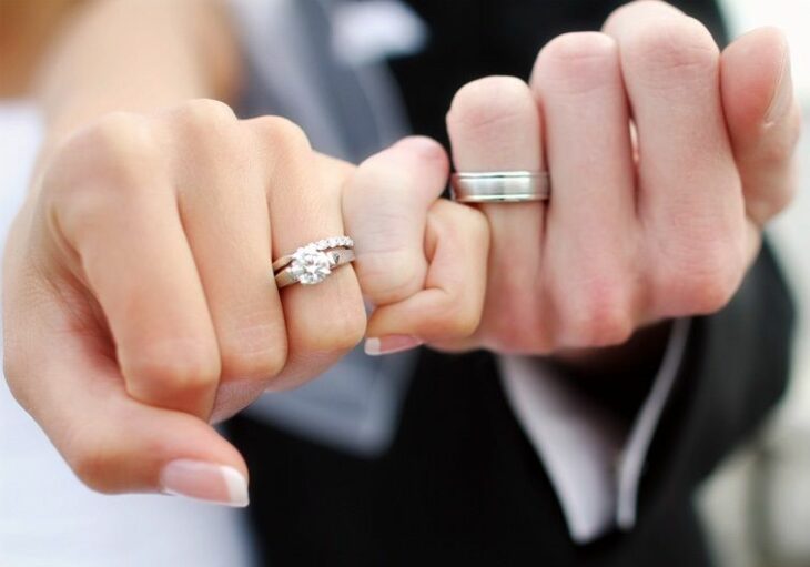 Pareja de novios con anillos al dedo; Demanda a su novio por no proponerle ...