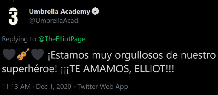 The Umbrella Academy apoya a Elliot Page, antes Ellen Page, famosos mandan mensajes de orgullo