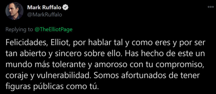 Actor Mark Ruffalo apoya a Elliot Page, antes Ellen Page, famosos mandan mensajes de orgullo