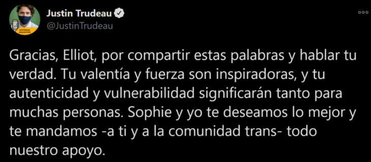 Primer Ministro de Canadá Justin Trudeau apoya a Elliot Page, antes Ellen Page, famosos mandan mensajes de orgullo