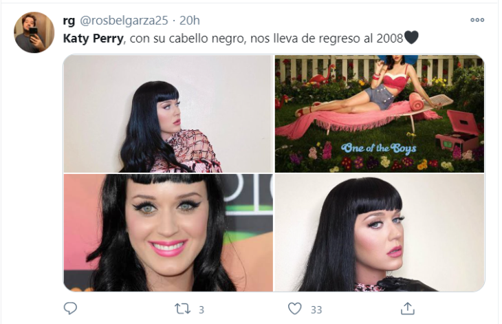 Tuits sobre el cabello negro de Katy Perry