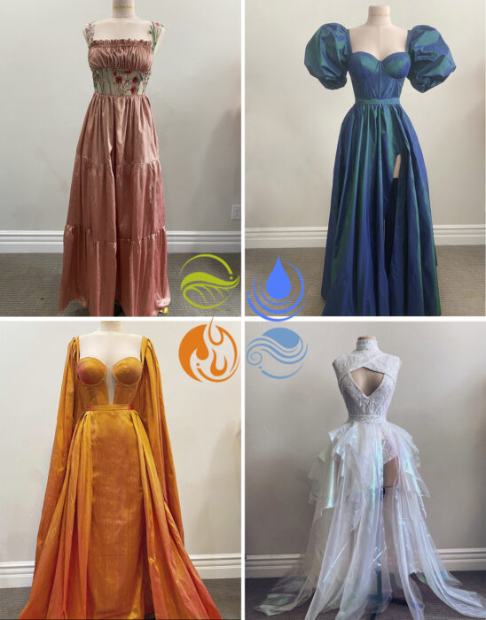 Vestidos inspirados en los cuatro elementos confeccionado por Sarah Hambly