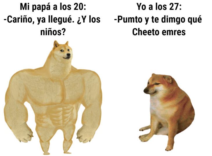 Los memes virales del 2020; perro fuerte y perro con ansiedad, amnsiedad, Swole Doge y Cheems