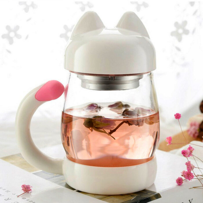 Regalos bonitos para el intercambio de Navidad; vaso en forma de gato blanco para el té