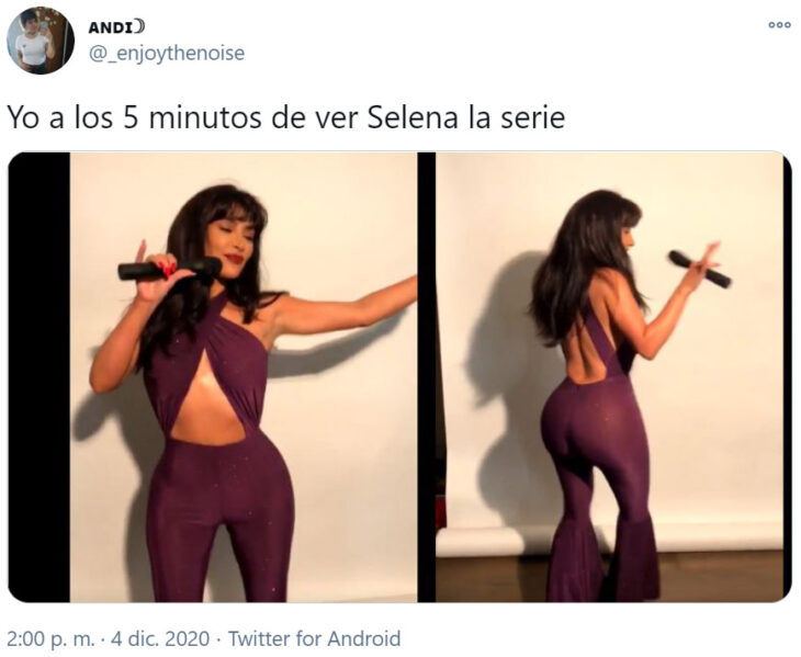 Screen Shot de Twitter sobre la reacción de 'Selena: la serie'