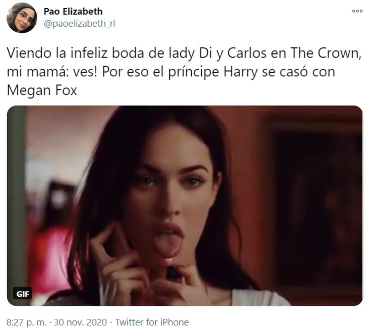 Screen shot de Twitter sobre comentarios de la cuarta temporada de 'The Crown'