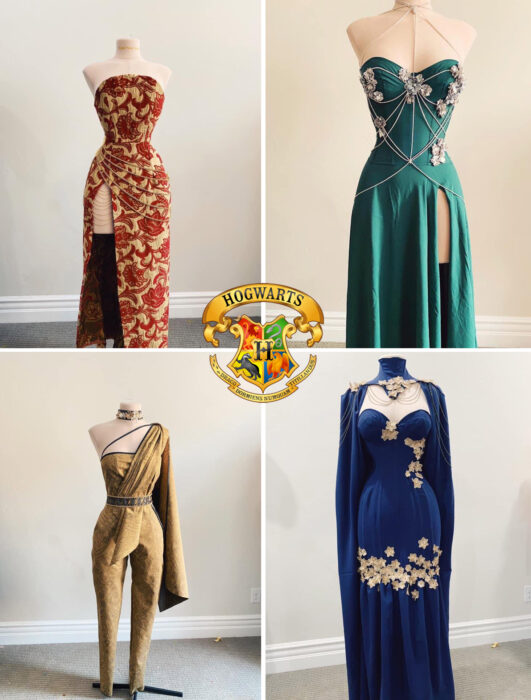 Vestidos inspirados en las cuatro casas de Hogwarts confeccionado por Sarah Hambly