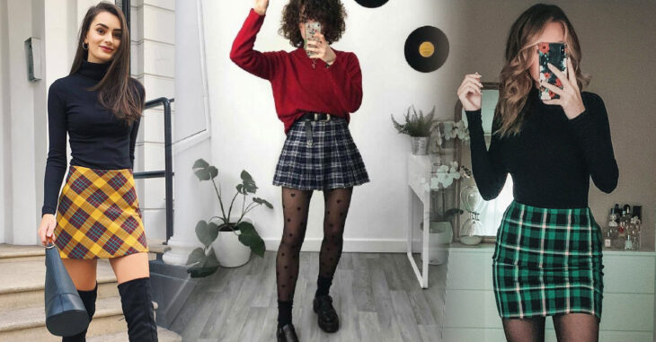 Diferentes outfits y looks con la falda escocesa de los 90