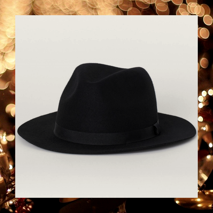 sombrero negro de ala ancha para hombre
